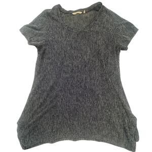 Soft Surroundings 1X Navy Blue White Stripe Knit Short Sleeve Top